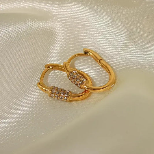 Earrings | Hoops Stainless Steel Zircon Gold Plated