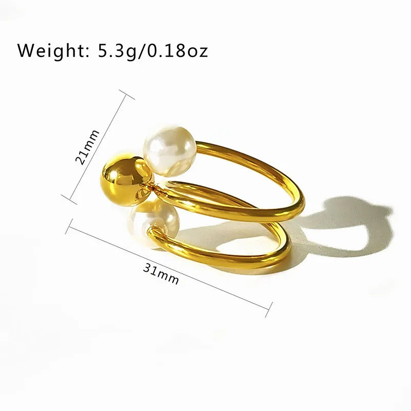 Ring | Double Pearl and Gold Balls