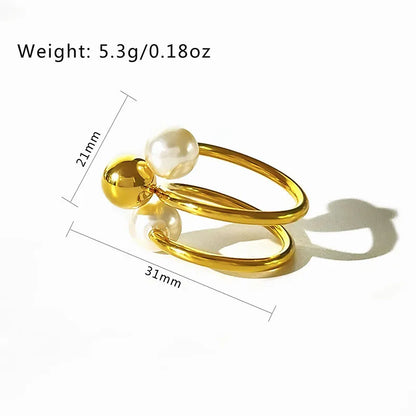 Ring | Double Pearl and Gold Balls