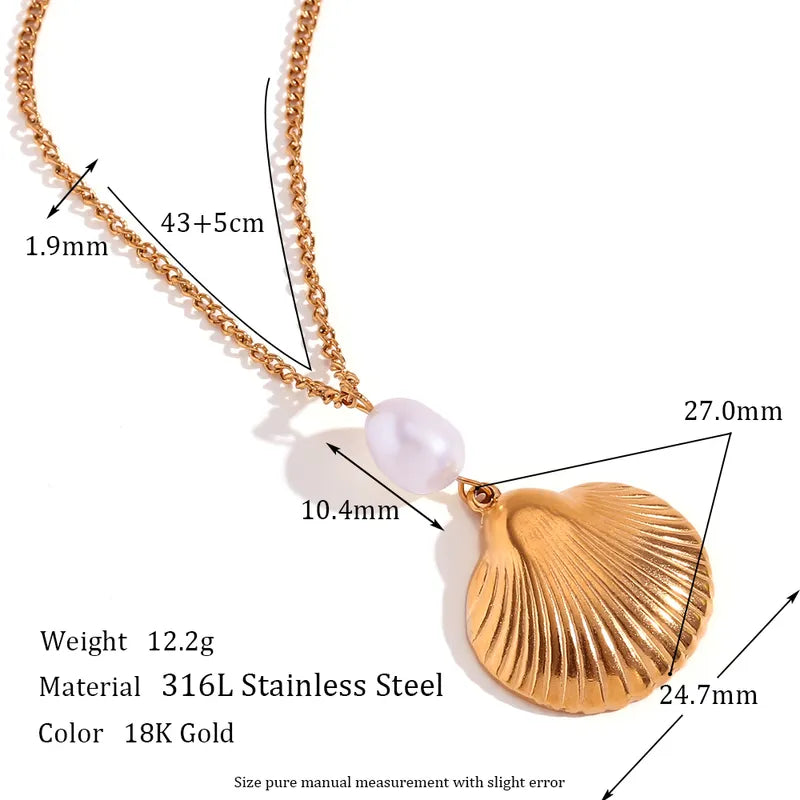 Set| Concha con perla necklace and earring
