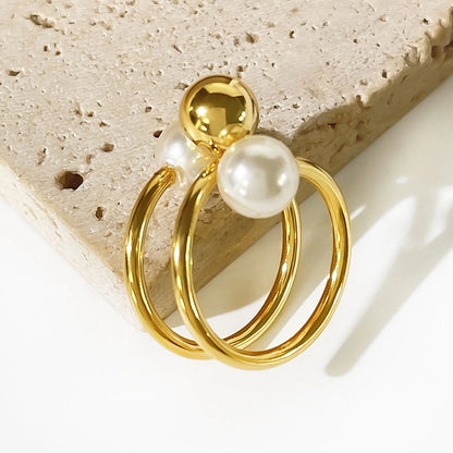 Ring | Double Pearl and Gold Balls