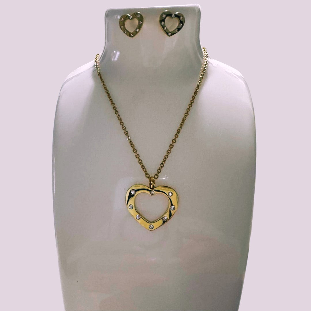 Set | 925 Stainless Steel Heart Necklace & Earrings