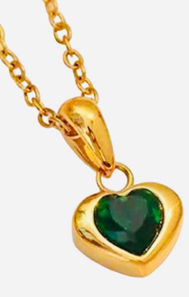 Set | Mary Heart Necklace & Earring Green