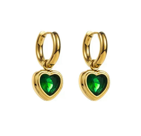 Set | Mary Heart Necklace & Earring Green