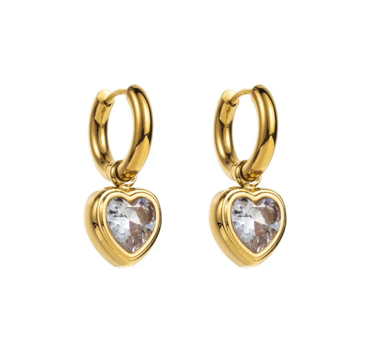 Earrings | Mary / Heart White Zircon